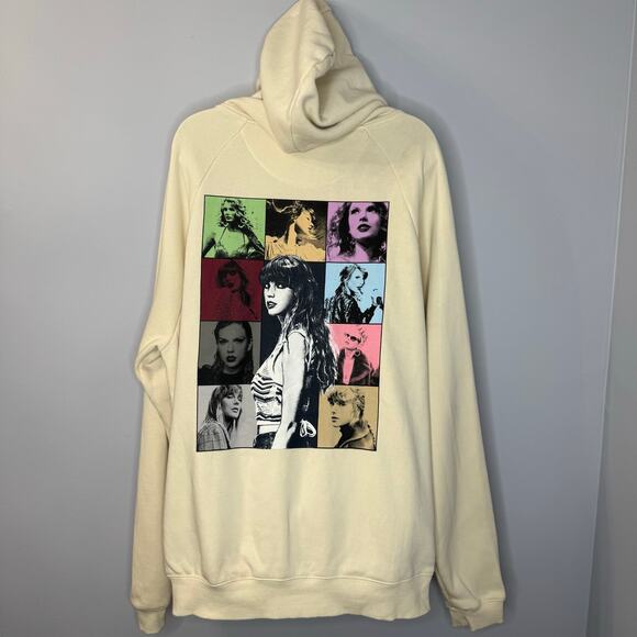 Taylor Swift The Eras II Tour Cream Hoodie Sweatshirt Women's L - Picture 1 of 11